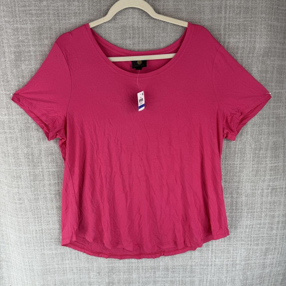 JM Collection T-Shirt Womens XL Pink Scoop Neck Short Sleeve Basic Jersey